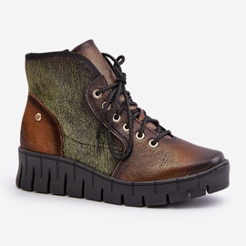 Maciejka 06702-09 Botine verzi/aurii verde 2