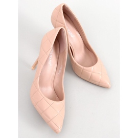 Pompe stiletto matlasate bej 2