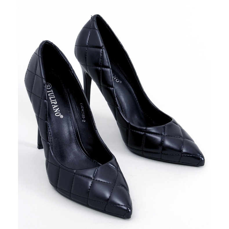 Pompe stiletto negre matlasate negru 1