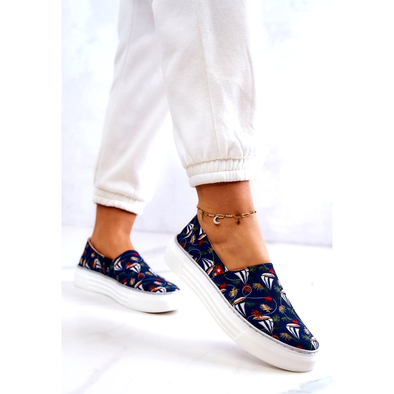 Pantofi de damă Slip On Memory Foam Big Star JJ276016 Bleumarin albastru 2