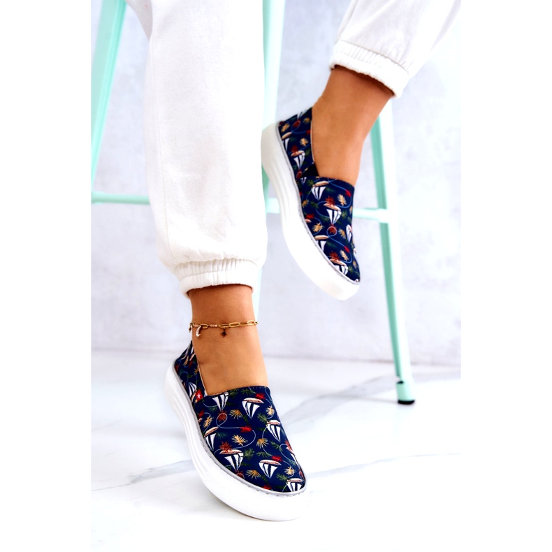 Pantofi de damă Slip On Memory Foam Big Star JJ276016 Bleumarin albastru 3