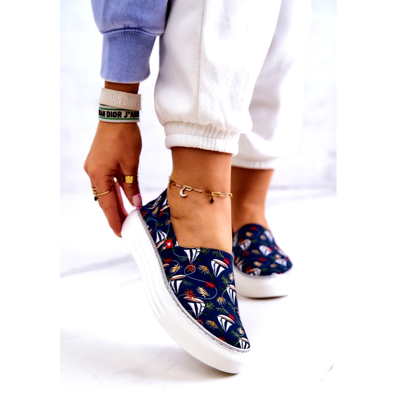 Pantofi de damă Slip On Memory Foam Big Star JJ276016 Bleumarin albastru 1