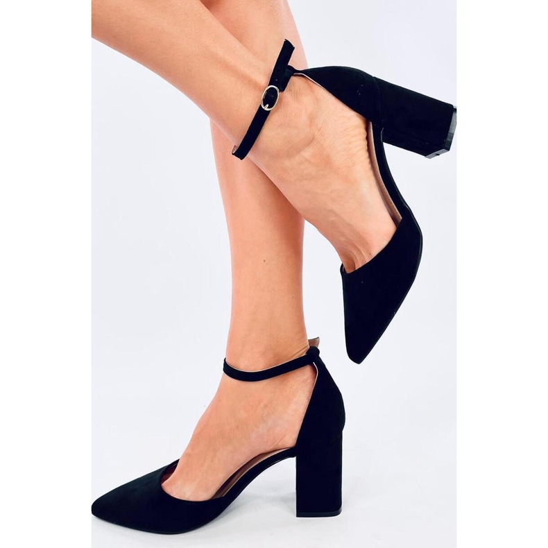 Pompe negre cu toc înalt cu închidere la gleznă negru 1