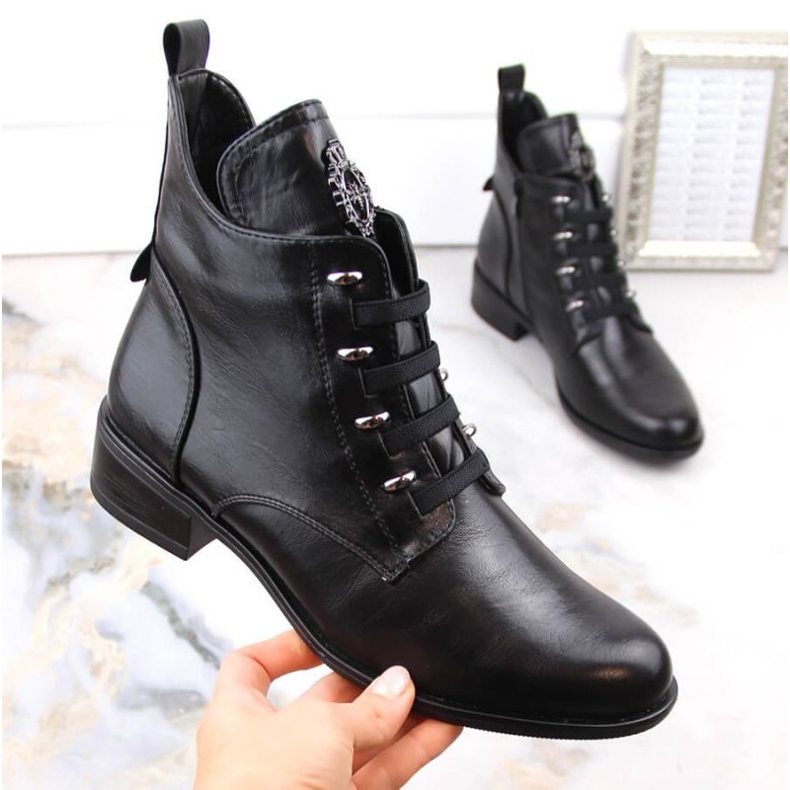 Botine izolate cu toc plat Jezzi W JEZ412A, negre negru 1