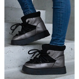 Cizme de zăpadă de damă negre cu platformă, cu căptușeală din blană negru 1