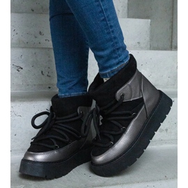 Cizme de zăpadă de damă negre cu platformă, cu căptușeală din blană negru 2