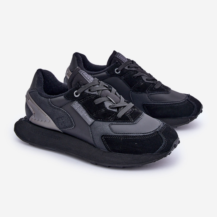Pantofi de sport pentru bărbați din piele Big Star OO174297 Hi-Poly System Black negru 1 Pantofi de sport pentru bărbați din piele Big Star OO174297 Hi-Poly System Black negru 1