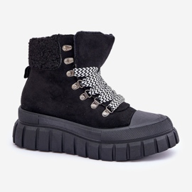 Botine de damă Trapper izolate pe platformă, negre negru 4
