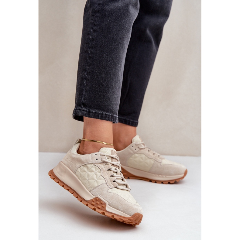 Pantofi de damă din piele Big Star OO274A315 Hi-Poly System Bej 2