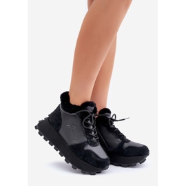 Pantofi de damă Trapper din piele cu blană pe platforma Big Star OO274A329 negru 1