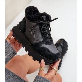 Pantofi de damă Trapper din piele cu blană pe platforma Big Star OO274A329 negru 2