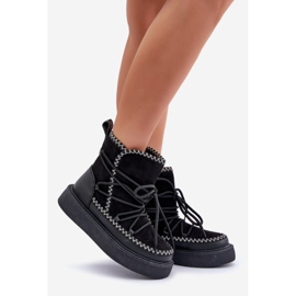 Cizme De Zapada De Dama Cu Broderie Pe Platforma, Neagra negru 1