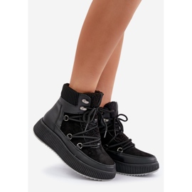 Cizme de zăpadă joase de damă, pe platformă, negre negru 1