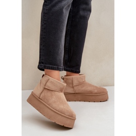 Cizme de zăpadă izolate de damă pe platformă, bej închis 2