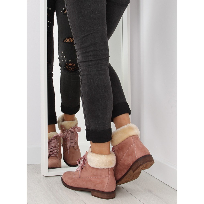Cizme roz cu șireturi pentru femei NC87 roz 1