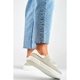 Pantofi sport dama din piele, gri GD-XF-113G 1 Pantofi sport dama din piele, gri GD-XF-113G 1