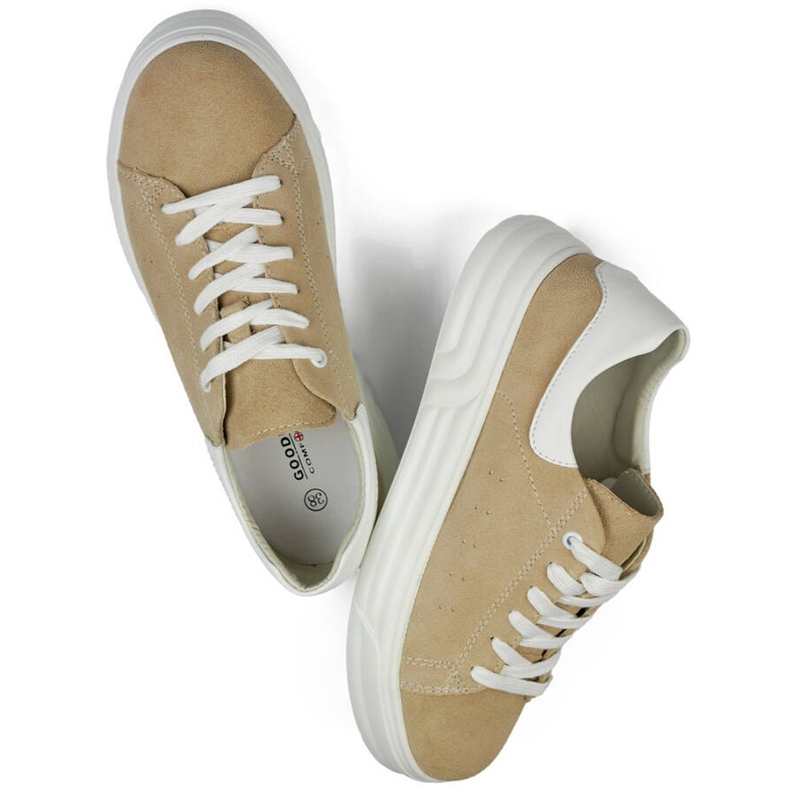 Goodin Pantofi sport de damă bej din piele GD-XF-113BE 2