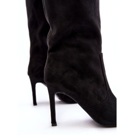 Joalice Cizme de dama cu toc inalt la jumatatea gambei Odetteia Neagra negru 4