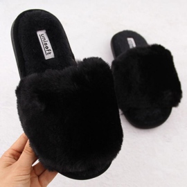 Papuci de casă cu blană Unisoft 6644 negru 1