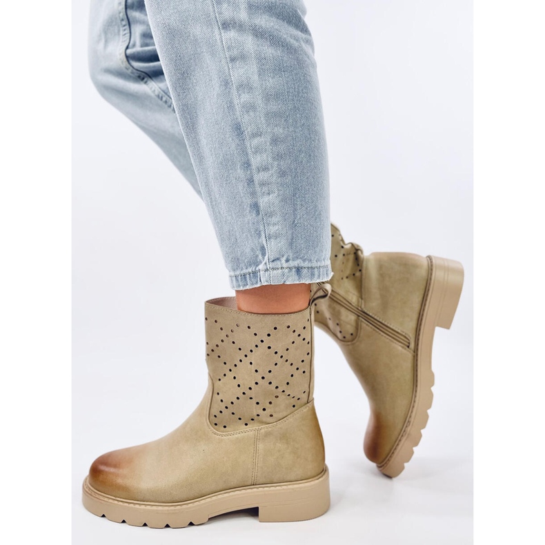 Botine de damă ajurate de culoare verde 2 Botine de damă ajurate de culoare verde 2