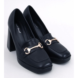 Pantofi de dama cu toc inalt cu decor, negri negru 1 Pantofi de dama cu toc inalt cu decor, negri negru 1