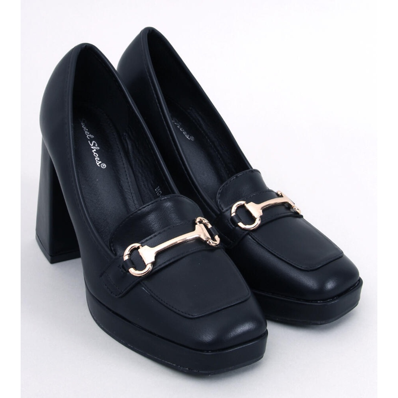 Pantofi de dama cu toc inalt cu decor, negri negru 1 Pantofi de dama cu toc inalt cu decor, negri negru 1