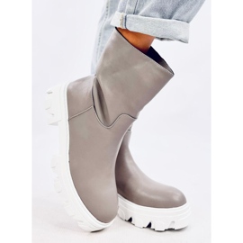 Botine de dama cu partea superioara dreapta, gri 5