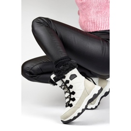 Cizme de zapada dama cu blana si fermoar, alb 9093W 2