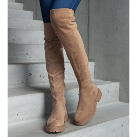 Cizme lungi maro cu talpa plata 1 Cizme lungi maro cu talpa plata 1