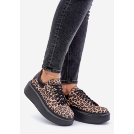 Pantofi cu platformă din piele leopard leopard Zazoo 3346 maro-negru 1