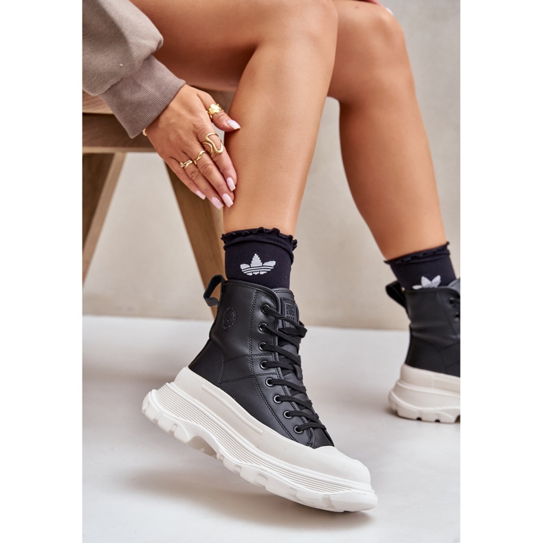 Pantofi izolați din piele pe o platformă masivă Big Star OO274A599 Negru 2