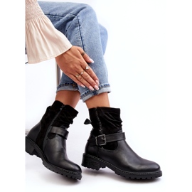 Erynn Cizme plate de damă cu cataramă, negre negru 3