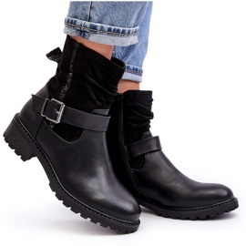 Erynn Cizme plate de damă cu cataramă, negre negru 4