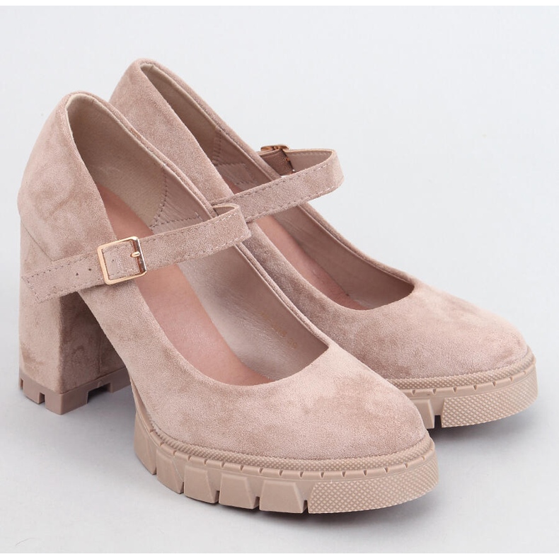 Pompe cu platformă bej-kaki cu curea 1