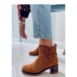 Botine Aretha Camel cu toc lat - Inello maro 2