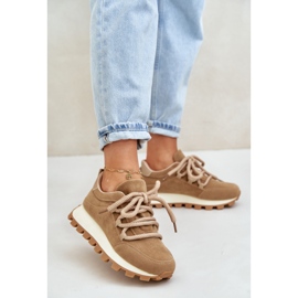 Pantofi sport din piele intoarsa cu sireturi groase maro 1 Pantofi sport din piele intoarsa cu sireturi groase maro 1