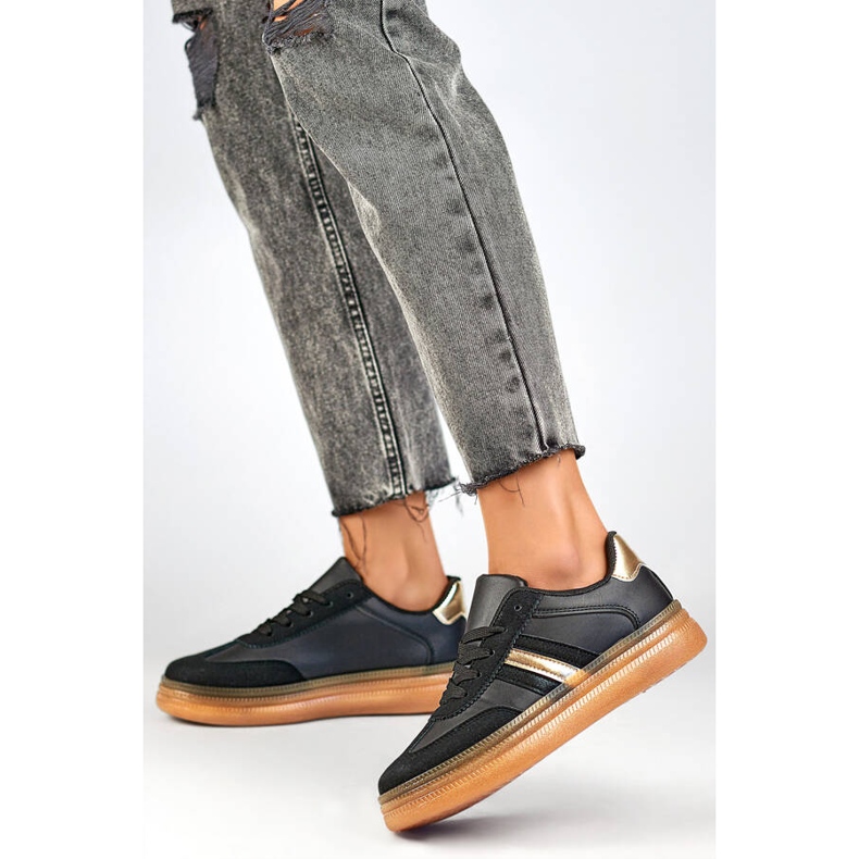 Pantofi sport de dama cu talpa groasa, negri A185B bej 2