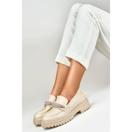 Mocasini de dama cu strasuri, bej 7961BE 1