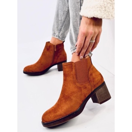 Botine cu toc lat izolate camel maro 5