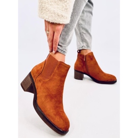 Botine cu toc lat izolate camel maro 3