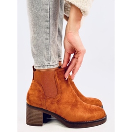 Botine cu toc lat izolate camel maro 4