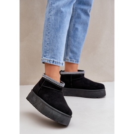 Cizme De Zapada Platforma Neagra Cu Broderie Decorativa negru 2