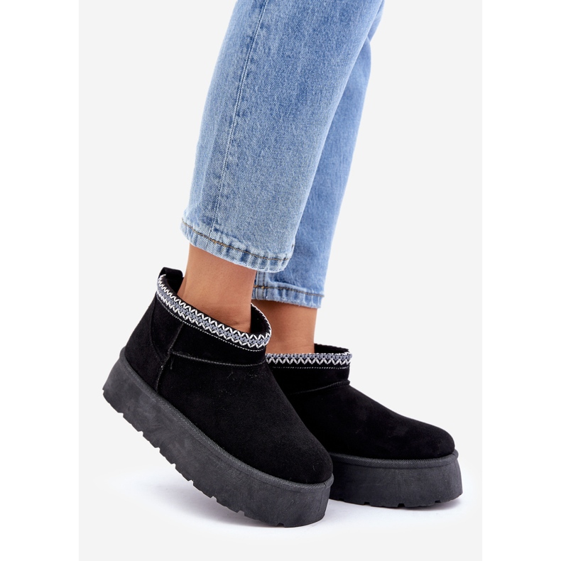 Cizme De Zapada Platforma Neagra Cu Broderie Decorativa negru 1