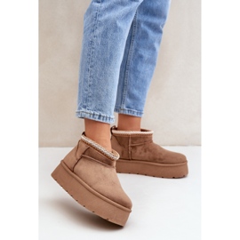 PG2 Cizme de zapada cu platforma cu broderie decorativa maro 2