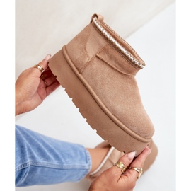 Cizme de zapada bej pe platforma cu broderie decorativa 2