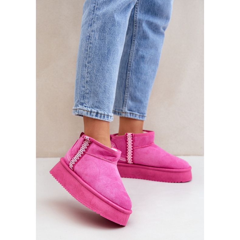 Cizme De Zapada Cu Platforma Roz Cu Model 2