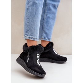 Pantofi De Damă Botine Cu Blană, Negru 2