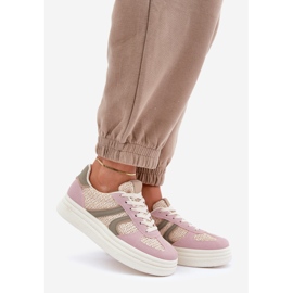 Pantofi De Dama Cu Platforma Impletita Roz/Multicolor 1