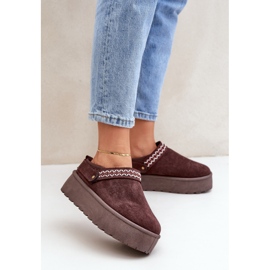 Cizme de zapada din ciocolata cu broderie decorativa maro 2 Cizme de zapada din ciocolata cu broderie decorativa maro 2