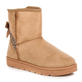 Vices Cizme de zăpadă din blană cu sclipici maro 1